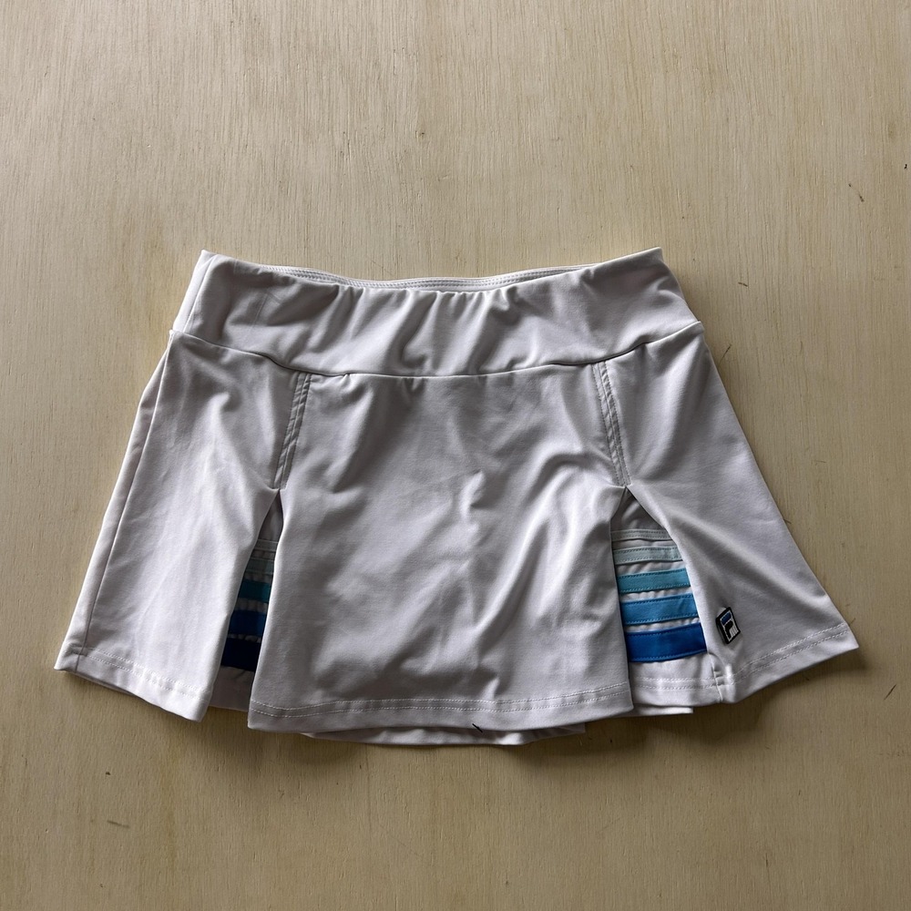 Fila Skort Womens Small White Athletic Tennis Stretch Elastic Waist Jersey